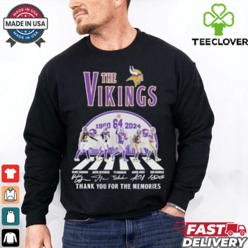 The Vikings Football Abbey Road 64 Years 1960 2024 Thank You For The Memories Signatures Shirt