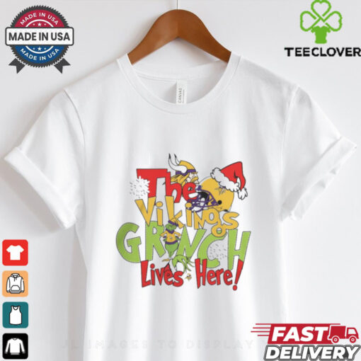 The Vikings Grinch Lives Here Christmas Shirt