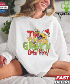 The Vikings Grinch Lives Here Christmas Shirt