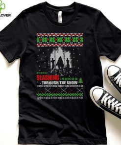 The Walking Dead Michonne slashing through the snow ugly Christmas shirt