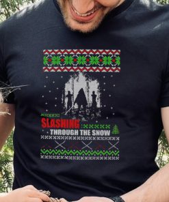 The Walking Dead Michonne slashing through the snow ugly Christmas shirt