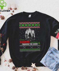 The Walking Dead Michonne slashing through the snow ugly Christmas shirt
