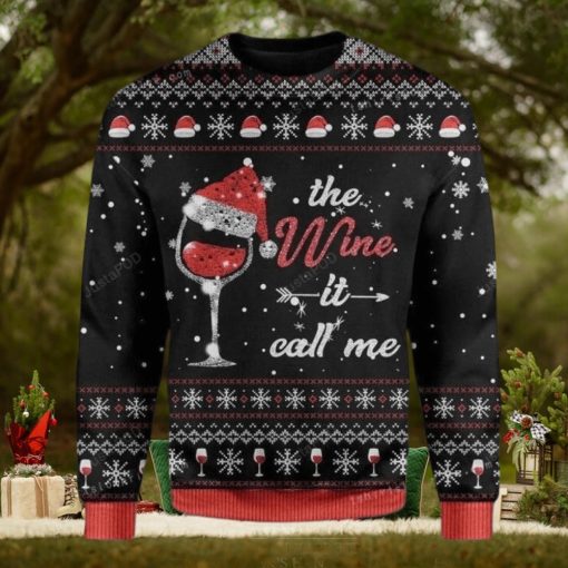 The Wine It Calls Me For Wine Lovers Ugly Sweater Christmas Party