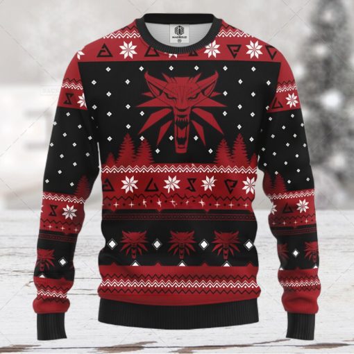 The Witcher Red Ugly Xmas Wool Knitted Sweater