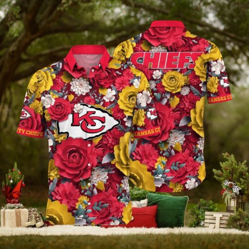 [The best selling] Kansas City Chiefs NFL Flower Custom Summer Football Best Combo Full Printing Hawaiian Shirt