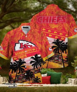 [The best selling] Kansas City Chiefs NFL Palm Tree Pattern For Sports Fans Sport 3D Full Printing Hawaiian Shirt