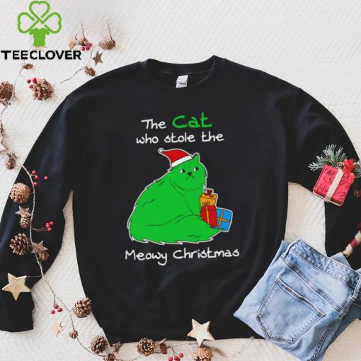 The cat who stole the Meowy Christmas hoodie, sweater, longsleeve, shirt v-neck, t-shirt