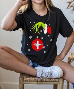 The grinch hand holding mustang shirt