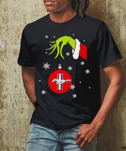 The grinch hand holding mustang shirt