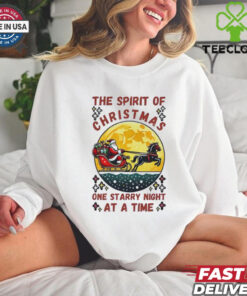 The Spirit of Christmas One Starry Night at a Time Shirt festive holiday design with a magical, starry night theme celebrating the spirit of Christmas