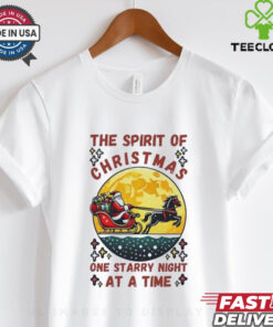 The Spirit of Christmas One Starry Night at a Time Shirt festive holiday design with a magical, starry night theme celebrating the spirit of Christmas