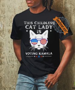 This Childless cat lady is Voting Kamala Harris 2024 cat wear sunglasses hoodie, sweater, longsleeve, shirt v-neck, t-shirt