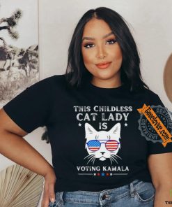 This Childless cat lady is Voting Kamala Harris 2024 cat wear sunglasses hoodie, sweater, longsleeve, shirt v-neck, t-shirt