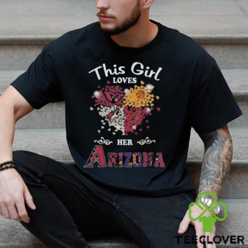 This Girl Loves Her Arizona Team Sport Cardinals x Diamondbacks x Phoenix Suns x Coyotes 2023 Heart Shirt