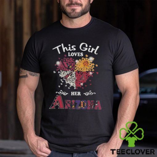 This Girl Loves Her Arizona Team Sport Cardinals x Diamondbacks x Phoenix Suns x Coyotes 2023 Heart Shirt