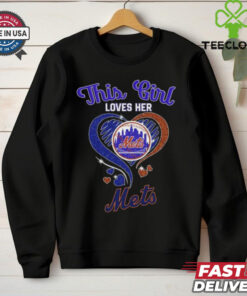 This Girl Loves Her New York Mets Baseball Diamond Heart 2024 T Shirt Black