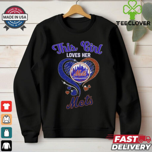 This Girl Loves Her New York Mets Baseball Diamond Heart 2024 T Shirt Black