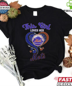 This Girl Loves Her New York Mets Baseball Diamond Heart 2024 T Shirt Black