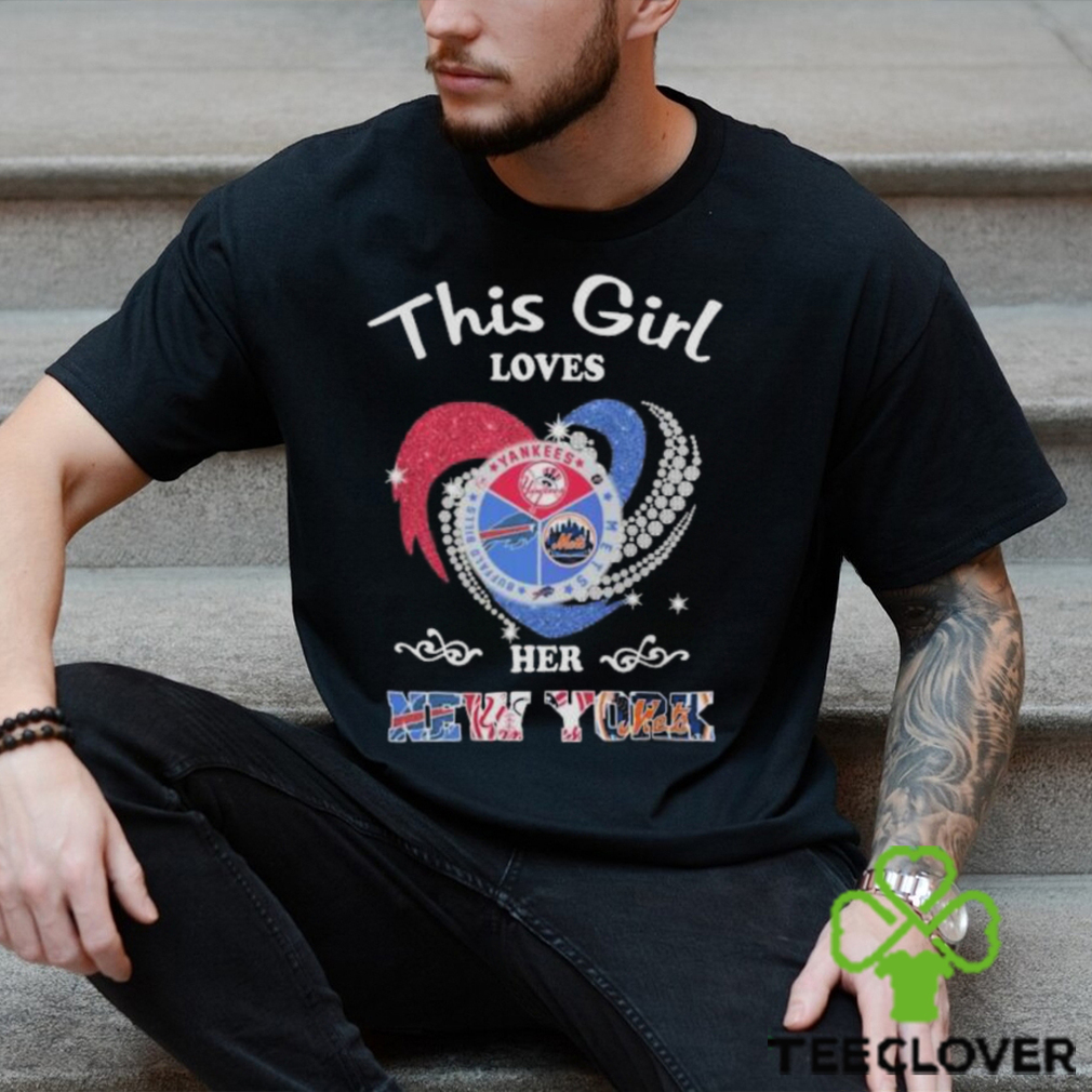 This Girl Loves Her New York Sports Teams Logo Yankees x Mets x Buffalo  Bills Heart Diamond 2023 Shirt - Limotees