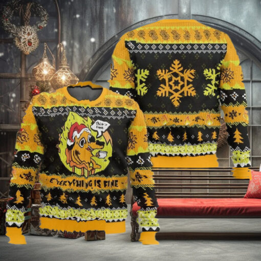 This Is Fine Meme Ugly Christmas Sweater
