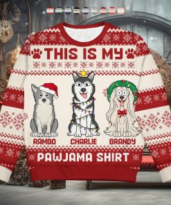 This Is My Pawjama Shirt   Christmas Gift For Dog Lover, Pet Owner   Personalized Unisex Ugly Sweater