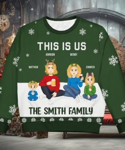 This Is Us   Christmas Gift For Family   Personalized Unisex Ugly Sweater