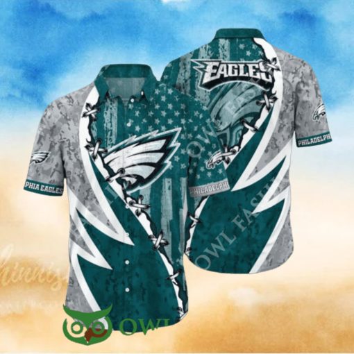 This Summer NFL Philadelphia Eagles American Flag Print Hawaiian Shirt 2024