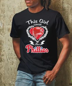 This girl love her Philadelphia Phillies helmet shirt