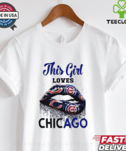 This girl loves Chicago Bears and Chicago Cubs lips bite shirt 2 This girl loves Chicago Bears and Chicago Cubs lips bite shirt