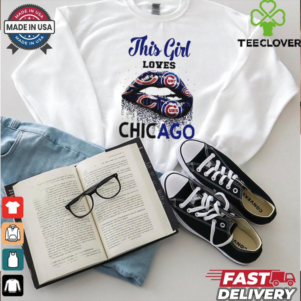 This girl loves Chicago Bears and Chicago Cubs lips bite shirt This girl loves Chicago Bears and Chicago Cubs lips bite shirt