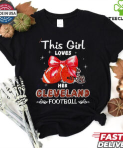 This girl loves her Cleveland Browns Football faux glitter hoodie, sweater, longsleeve, shirt v-neck, t-shirt