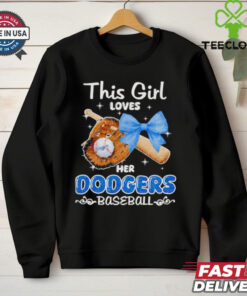 This girl loves her Dodgers baseball shirt