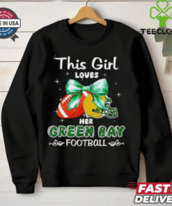 This girl loves her Green Bay Packers Football faux glitter hoodie, sweater, longsleeve, shirt v-neck, t-shirt