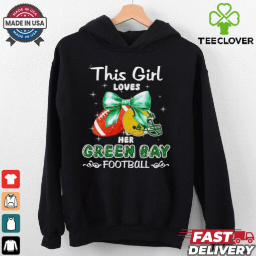 This girl loves her Green Bay Packers Football faux glitter hoodie, sweater, longsleeve, shirt v-neck, t-shirt