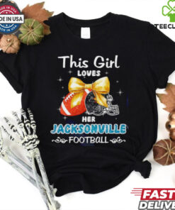 This girl loves her Jacksonville Jaguars Football faux glitter hoodie, sweater, longsleeve, shirt v-neck, t-shirt