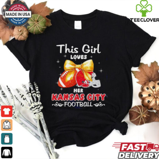 This girl loves her Kansas City Chiefs Football faux glitter hoodie, sweater, longsleeve, shirt v-neck, t-shirt