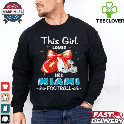 This girl loves her Miami Dolphins Football faux glitter hoodie, sweater, longsleeve, shirt v-neck, t-shirt