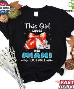 This girl loves her Miami Dolphins Football faux glitter hoodie, sweater, longsleeve, shirt v-neck, t-shirt