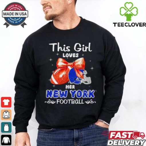 This girl loves her New York Giants Football faux glitter hoodie, sweater, longsleeve, shirt v-neck, t-shirt