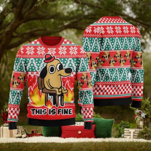 This is Fine meme Ugly Sweater