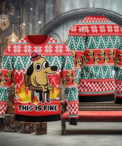This is Fine meme Ugly Sweater