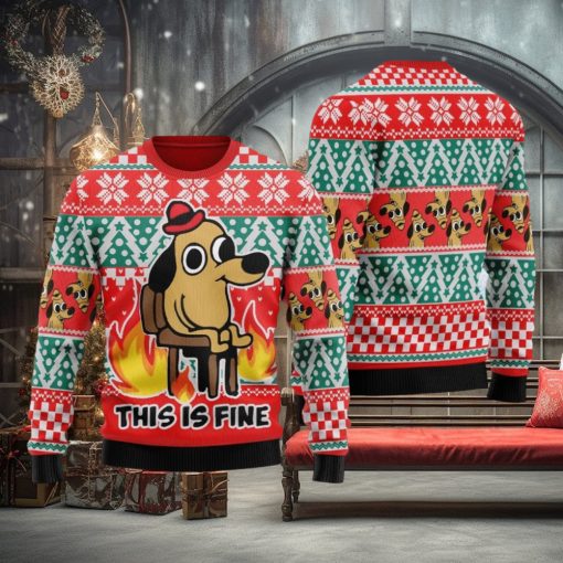 This is Fine meme Ugly Sweater