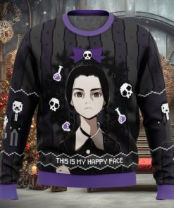 This is my Happy Face Wednesday Addams Xmas Ugly Christmas Sweater Christmas Gift For Men And Women