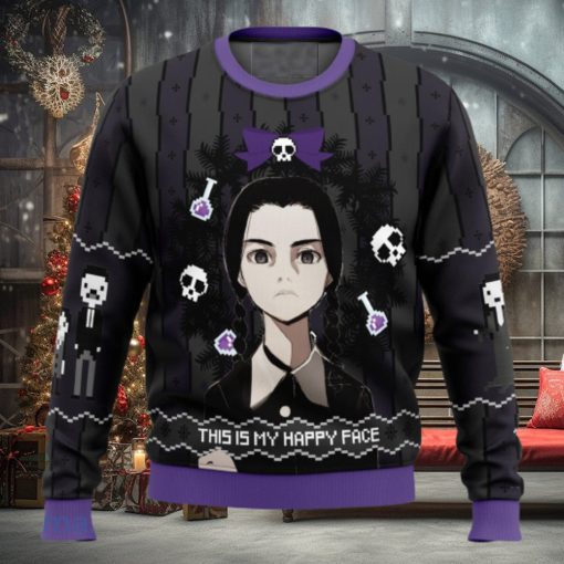 This is my Happy Face Wednesday Addams Xmas Ugly Christmas Sweater Christmas Gift For Men And Women