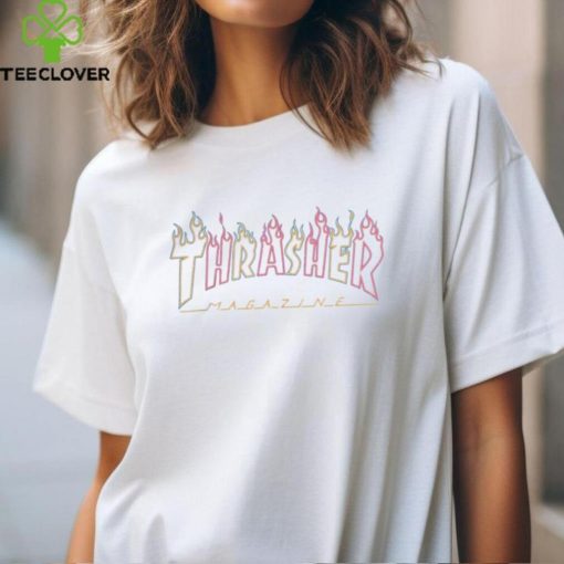 Thrasher Shirt Double Flame Neon T Shirt