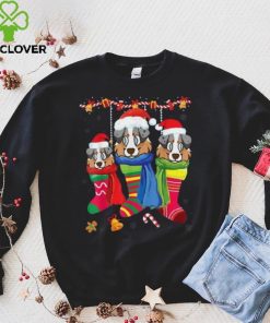 Three English Shepherd Dog Inside Christmas Socks Merry Xmas Unisex Shirt