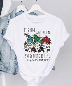 Three Gnomes It’s Fine We’re Fine Everything Is Fine Speech Therapist Christmas Sweater