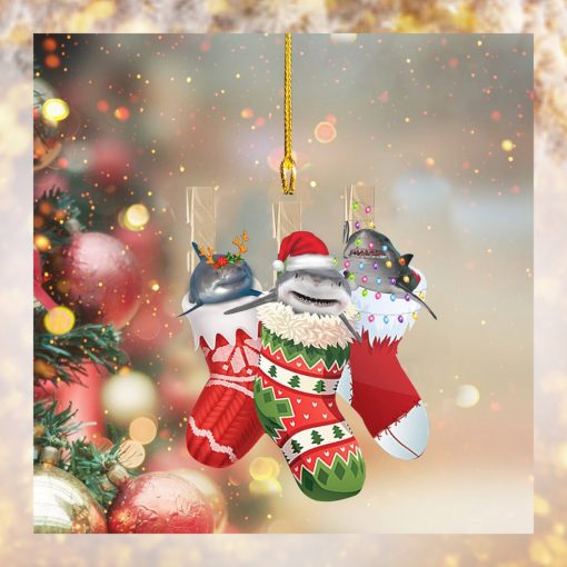 Three Sharks In Sock Christmas Ornament Animal Shark Christmas Ornament Hanging Tree Decor