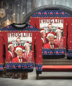 Thug Life Christmas Trump Vance Musk Ugly Christmas Sweater