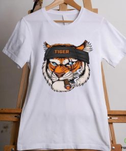 Tiger Head Wearing Bandana While Smoking Shirt